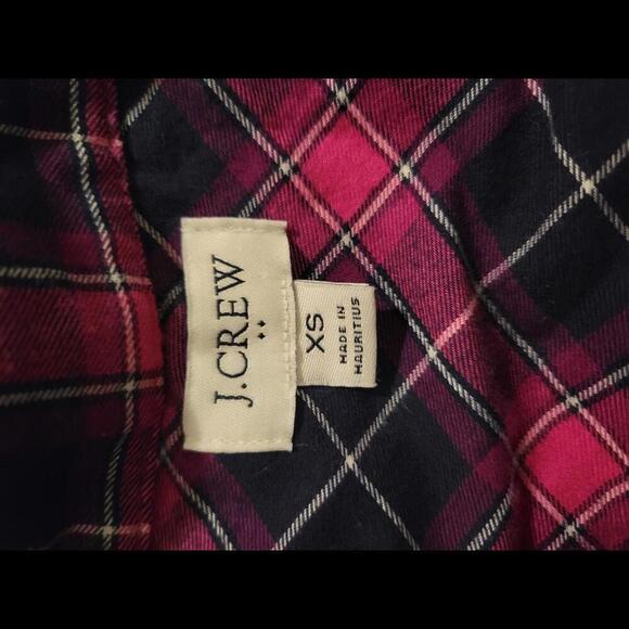 J Crew XS pink & blue plaid pullover flannel shirt - Picture 3 of 5